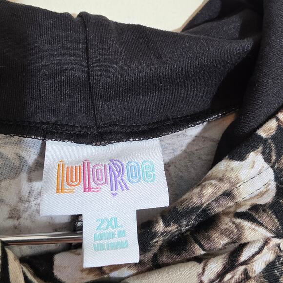 LuLaRoe Amber skull floral print hooded sweatshirt womans size 2XL plus pullover - Picture 2 of 10